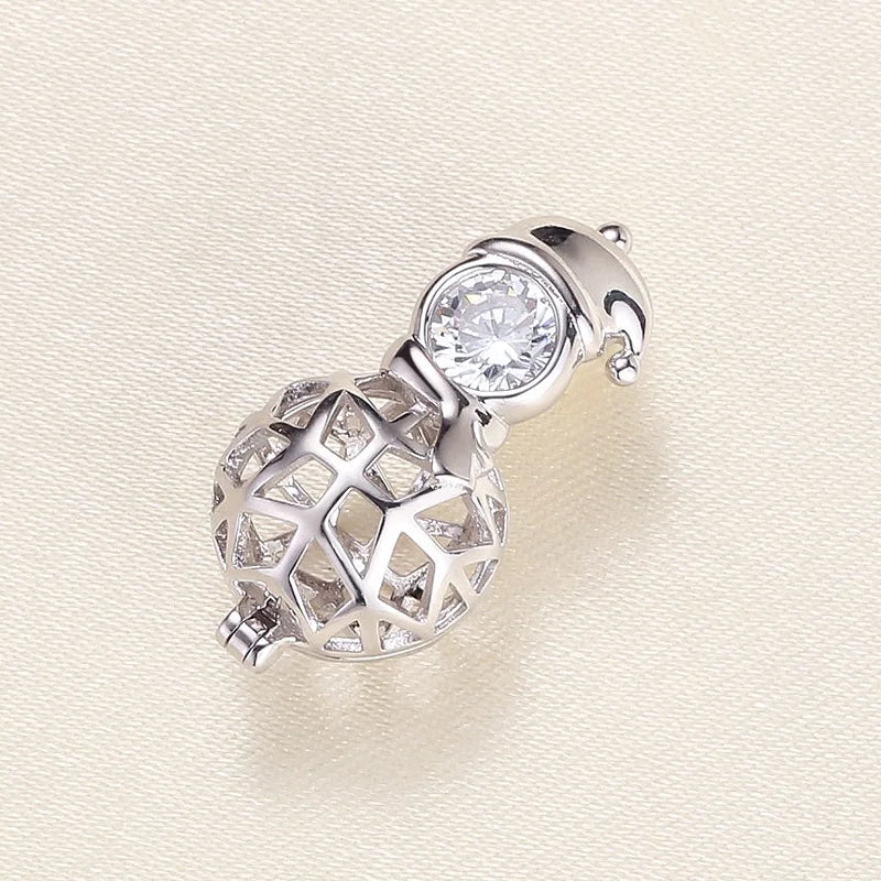 Wholesale 925 Sterling Silver Cage Mountings with Zircon Snow Man Design Wish Pearl Pendant Cage Mount for Pearl