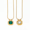 Joolim  Rectangle Clear Emerald Stone Stainless Steel Pendant  Necklace Jewelry Wholesale 2022 Jewelry