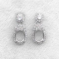 Sterling Silver 6*8mm Semi Mount Stud Eardrops Empty Frame Support Blank Setting S925 Base Without Center Stone DIY for Inlay