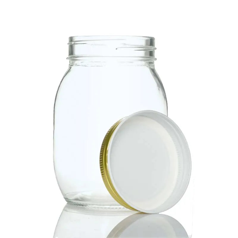 Regular Mouth 500ml /16oz for Food Honey Jar Candy with Gold Metal Lid Mason Jar Glass