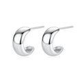 Simple Fashion 925 Sterling Silver Smooth C-shaped Women Minimalist Stud Earrings