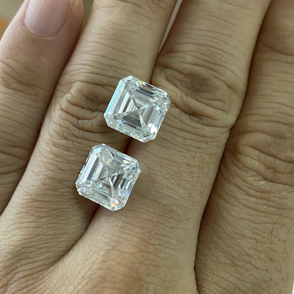 GRA Certificate Moissanite Stone Asscher Cut 7.5X7.5mm 2carats 6x6mm 1ct Moissanite Diamond Gemstones