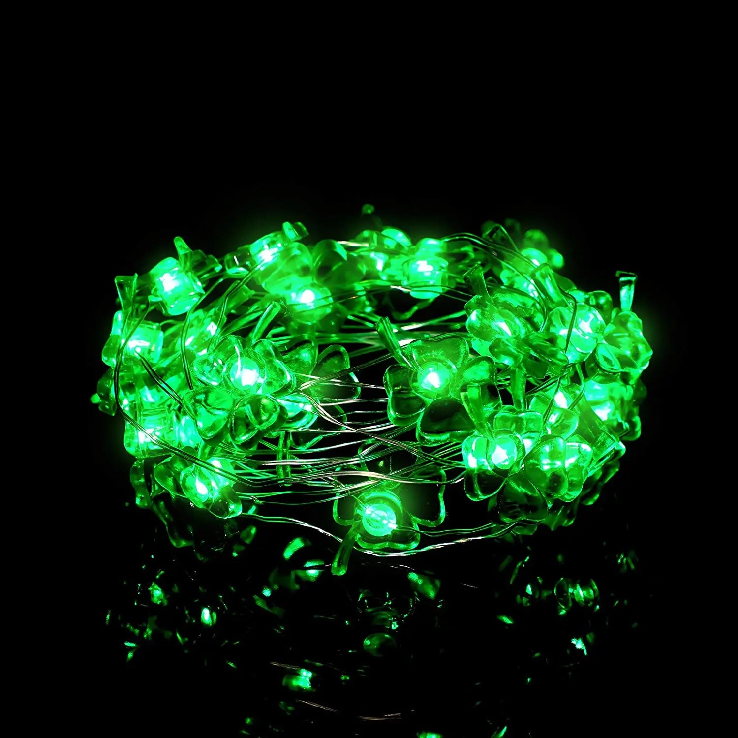 Irish Green Lucky Four Leaf Clover PVC Battery Operated LED String Lights Hot Selling St Patricks Day Decorations