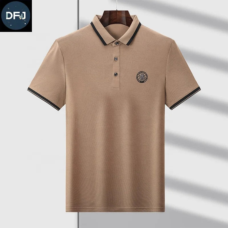 Men's Custom Pattern Shirts Polyester/Cotton Quick Dry Embroidered Knitted Fabric Casual Button Decoration XL Size Short Sleeve