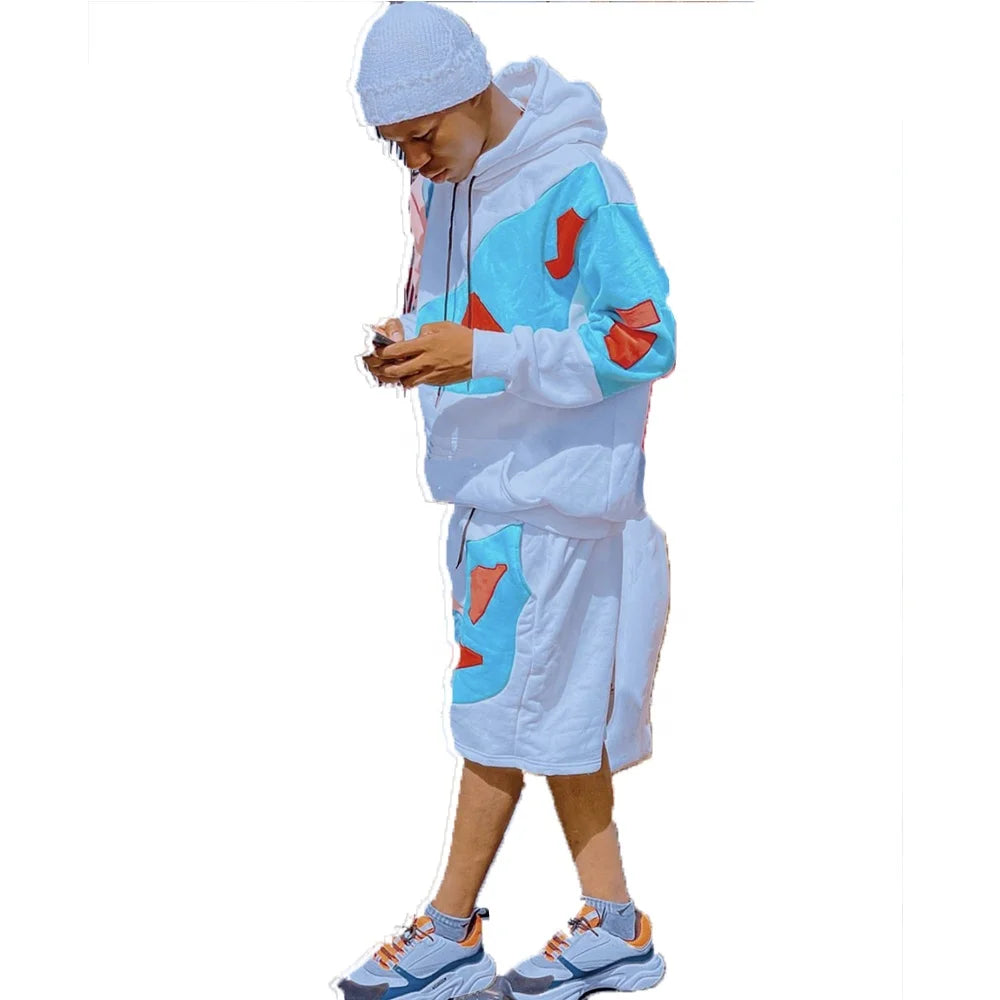 KY New Design Men's Loose Fit Windbreaker Heavy Oversized Baggy Hoodie with Elastic Waist Closure StreetwearTracksuit