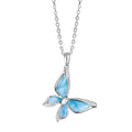 Hawaiian  Animal Style Jewelry 925 Sterling Silver Natural Blue Larimar Butterfly Pendant Necklace