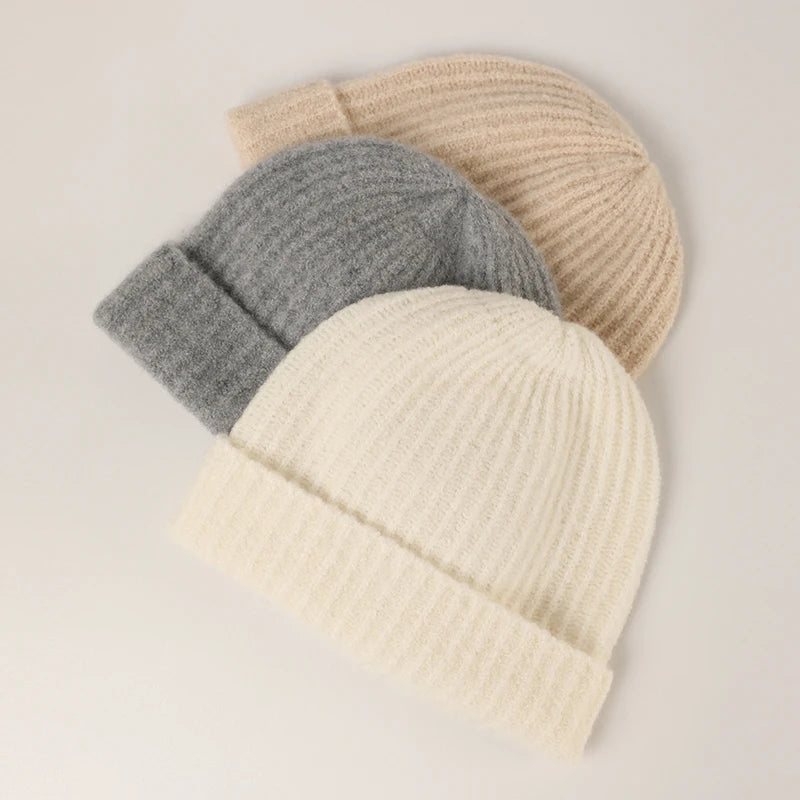 Autumn and Winter New Knitted Cashmere Circle Yarn Hat Trend Simple Warm Hat Fall and Winter Factory Spot Customization.