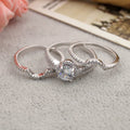 925 Sterling Silver 3 Pcs Cubic Zircon Bridal Finger Ring Ladies Ring Set Wedding and Engagement Ring Sets
