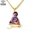 Top Icy Hip Hop Jewelry Custom Picture Pendant Stainless Steel Personalized Name Pendant DIY Name Chain for Family