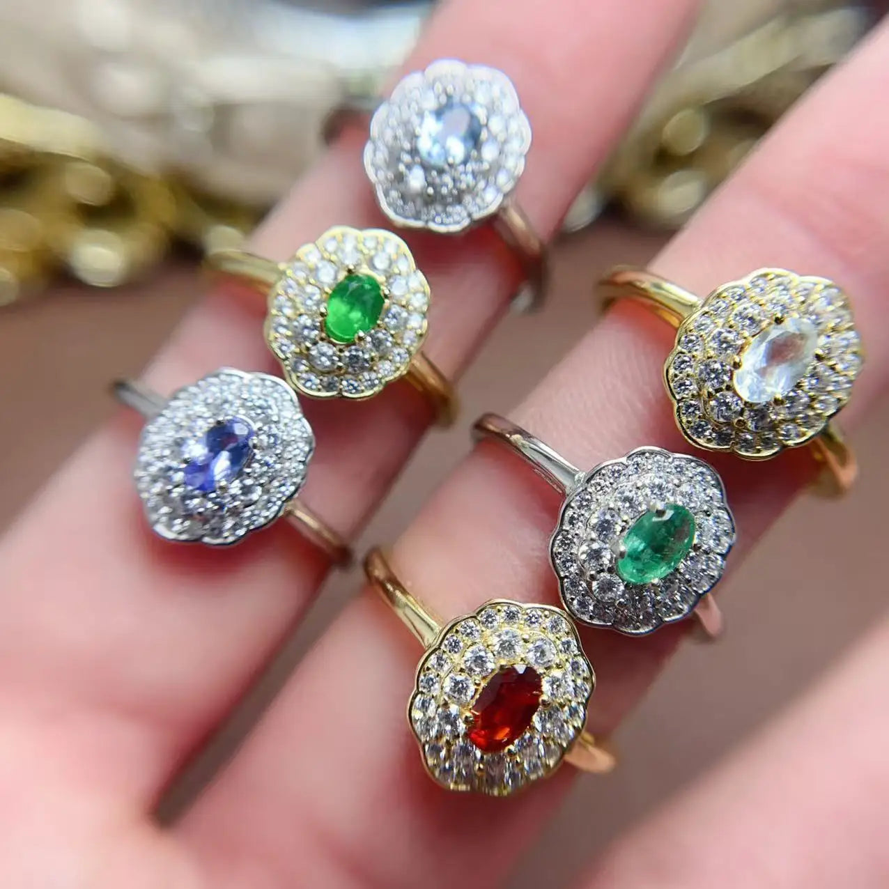 Factory Supply 925 Sterling Silver Classic Oval Cut Natural Gemstone Luxury Fashion Women Rings Wholesale
