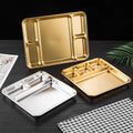 304 Stainless Steel Korean BBQ Tray with Sauce Gold with Compartments Snack Steak Tray Western Food Hotel Serving Tray