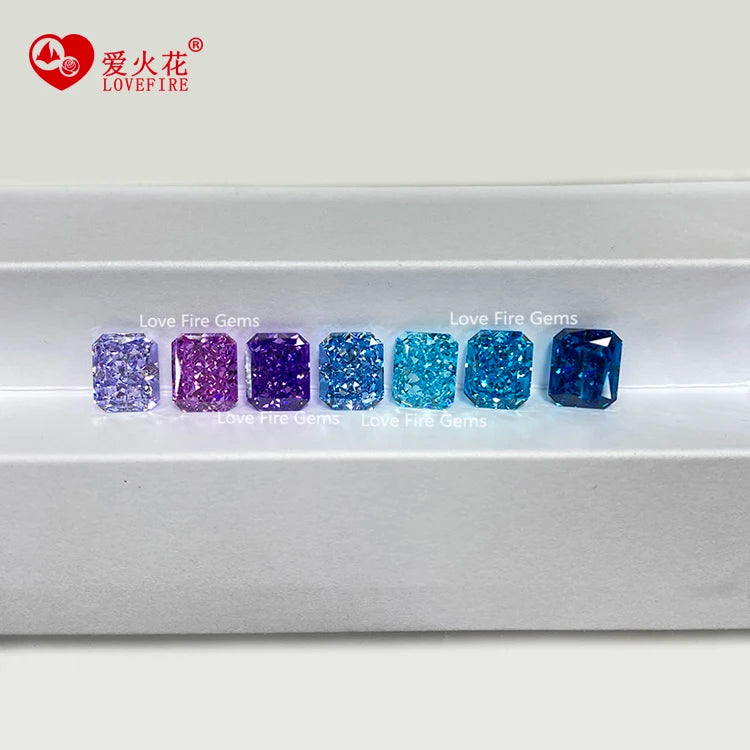 5a+ Ice Crushed Cut Radiant Cut Loose Cz Stone 4*6mm-12*16mm Purple Violet Color Cubic Zirconia