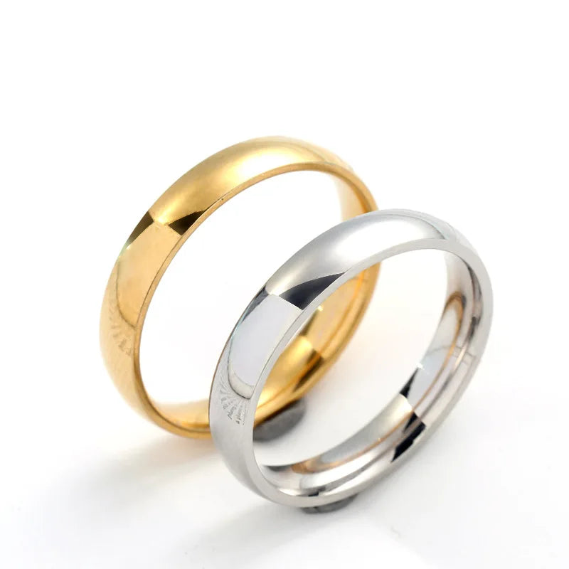 High Polished Stainless Steel 4mm Ring Classic Simple Design Band Ring Without Stone for Women and Men