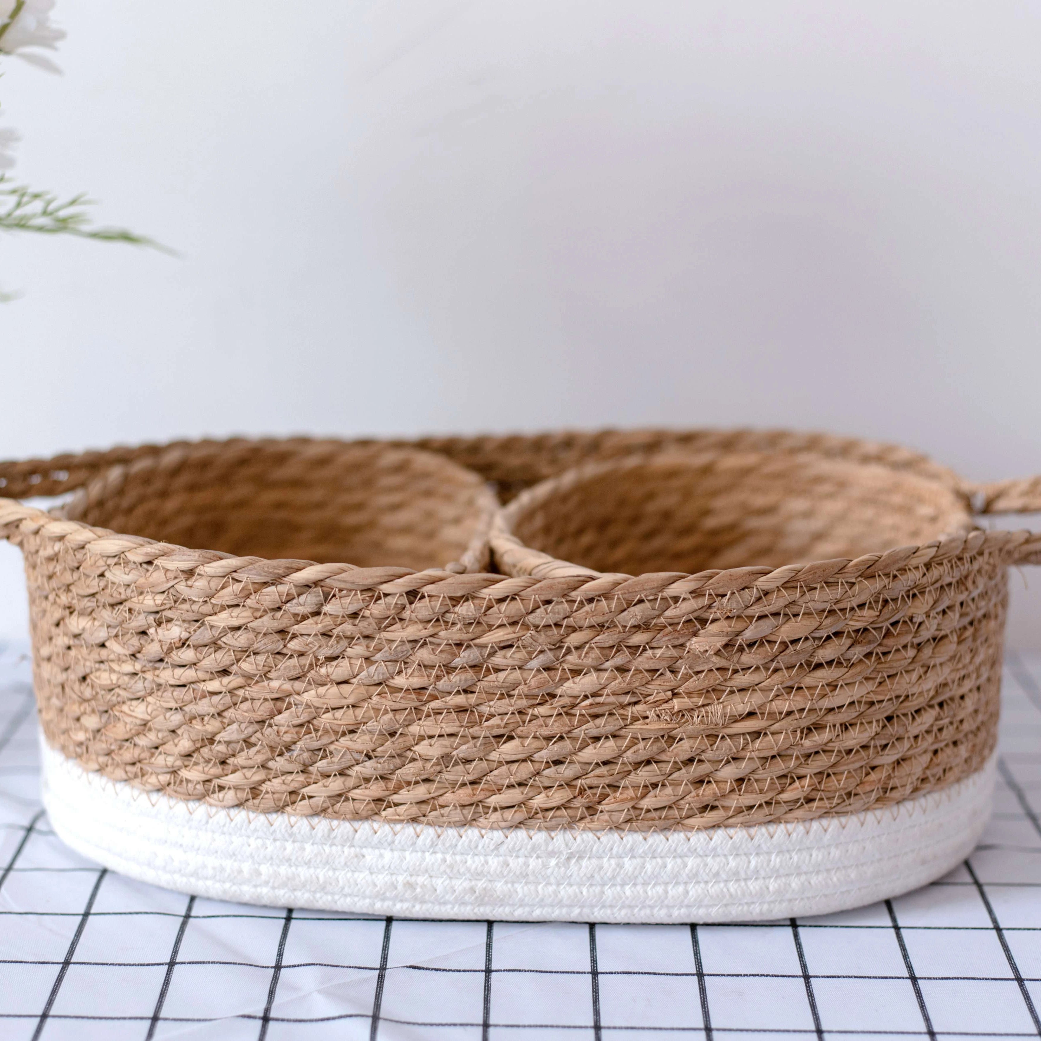 Nordic Style Cotton Woven Storage Basket Desktop Organizer Box for Sundries Cosmetics Storage Basket