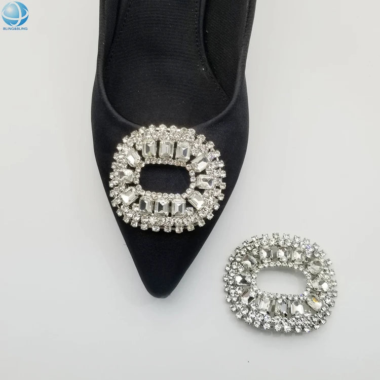 Elegant Women Clear Crystal Detachable Shoe Clips for Ladies Heel Bridal Wedding Shoes Accessory Embellishment