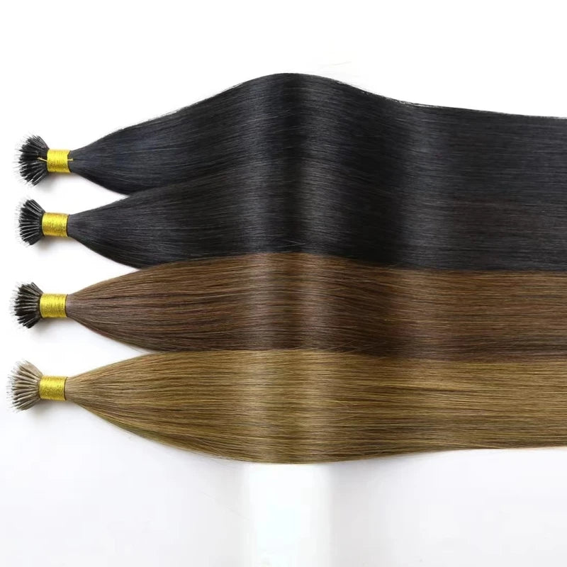 Stock 100% Chinese Virgin Keratin Tips Hair Extension Cuticle Aligned 18"-24" Colored Nano Ring Bead Tip Hair Extensions