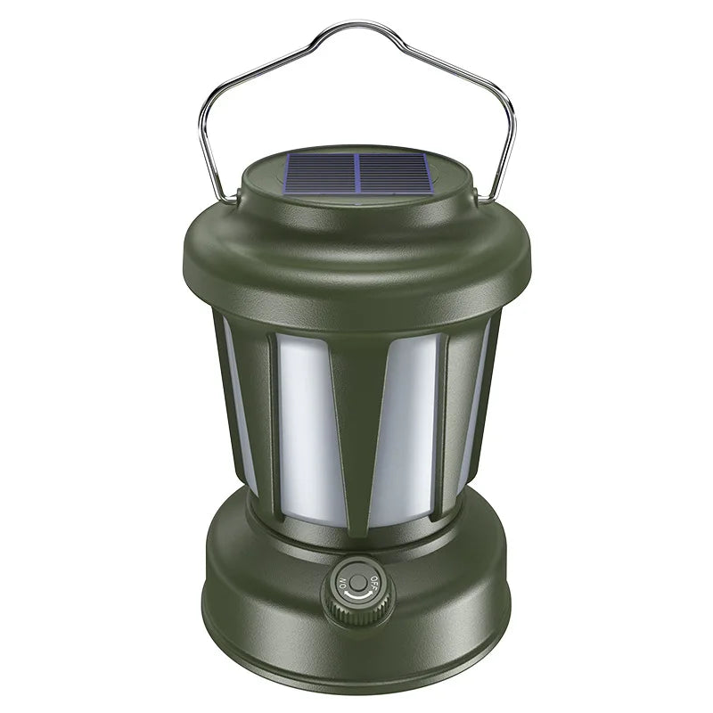 New LED Retro Camping Light Portable Solar/USB Charging Multifunctional Courtyard Handheld Hanging Lighting
