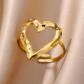 SC Wholesale Vintage Gold Plated Rings Fashion Stainless Steel Rings Trendy Geometric Snake Heart Rings for Women