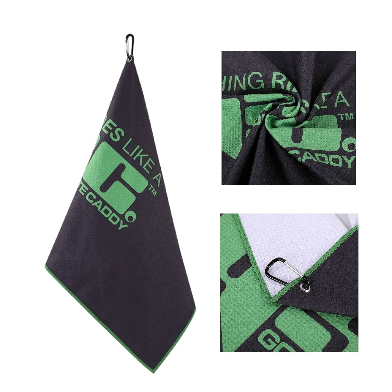 Factory Wholesale Tri Fold Microfiber Waffle Sublimated Custom Golf Towels With Hooks Hanging Loop