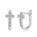 Dylam 925 Sterling Silver Cz Earring Turquoise Cross Ear Fine Jewelry U-Shaped Stud Hoop Earrings Jewelry Women Wedding Gift