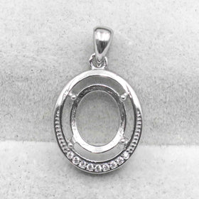 Sterling Silver 9*11mm Semi Mount Pendant Empty Frame Blank Support Setting S925 Base Holder Without Center Stone for DIY Inlay