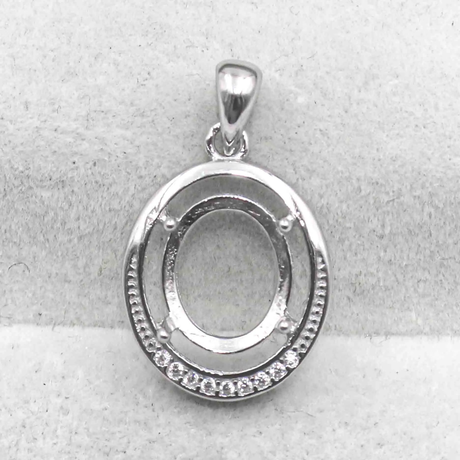 Sterling Silver 9*11mm Semi Mount Pendant Empty Frame Blank Support Setting S925 Base Holder Without Center Stone for DIY Inlay