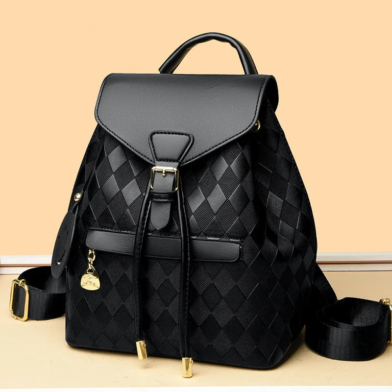Women's 2025 New Style Plaid Geometric Print Backpack Casual PU Lining Bag for Work and Travel Foldable Portable Daily Use/
