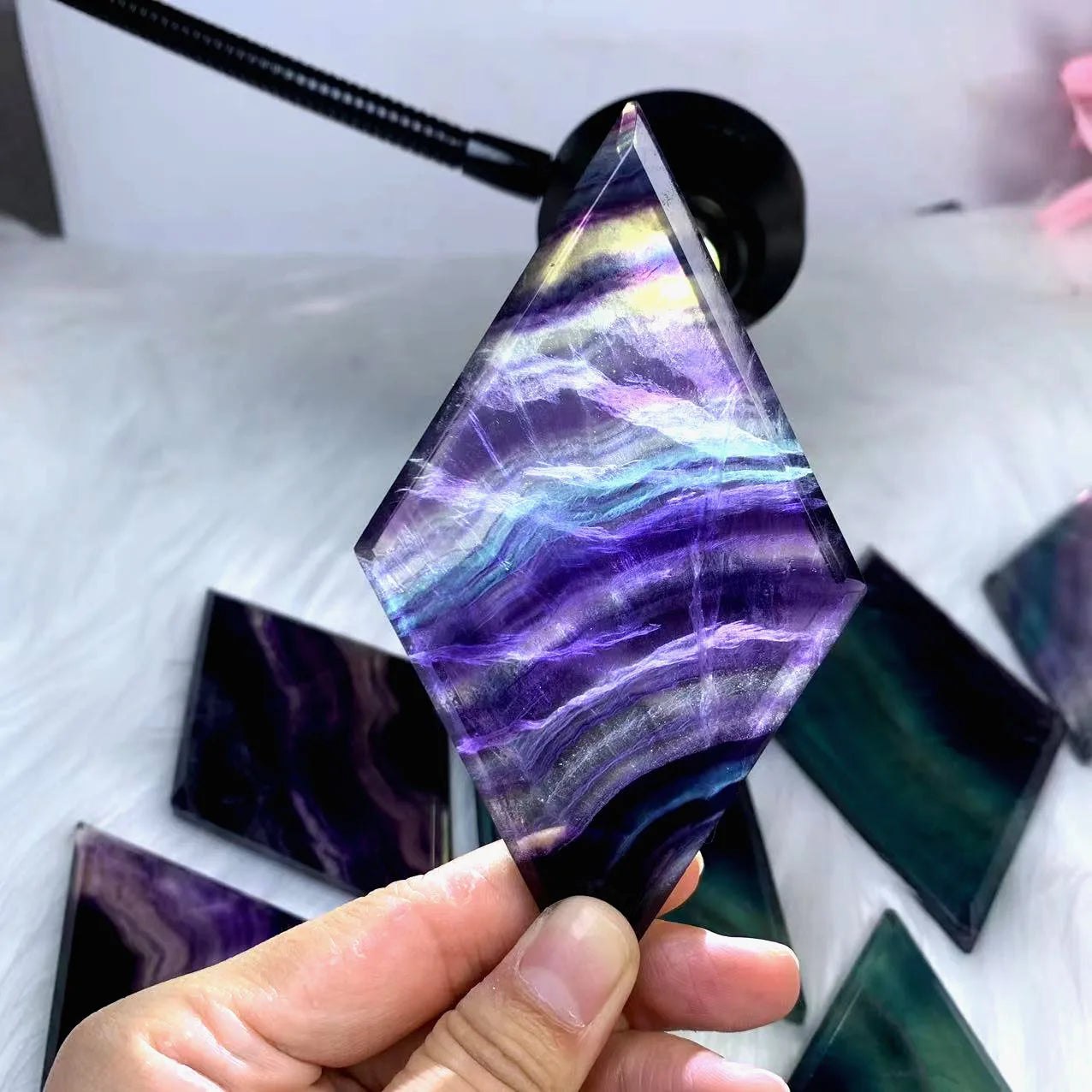 Wholesale Colorful Natural Carved Fluorite Ornaments Rainbow Fluorite Healing Stone