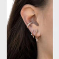 Geometric 27mm Stainless Steel Tail Sun Flower C Shape Gold Plating Stub Earrings