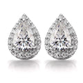 Pear Shape Halo Design Certification 0.5ct/1ct RTS DEF Blue Color 925 Sterling Silver Moissanite Earring