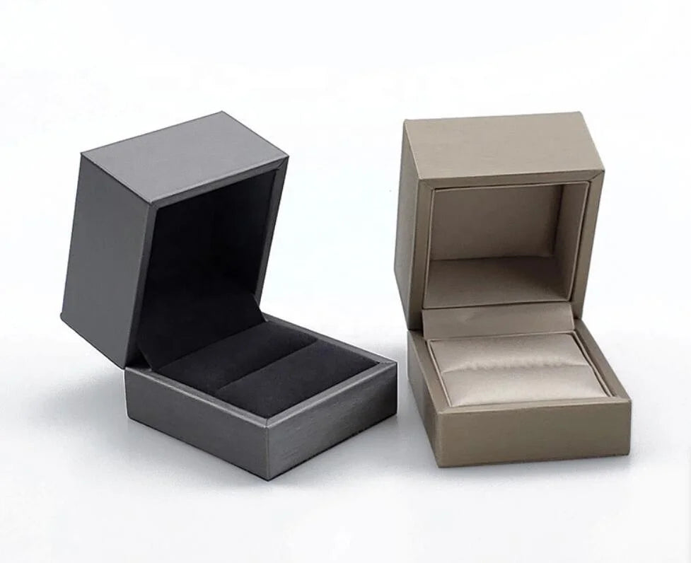 Customized Luxury PU Leather Ring Box with Paper Packaging 6*6*5cm