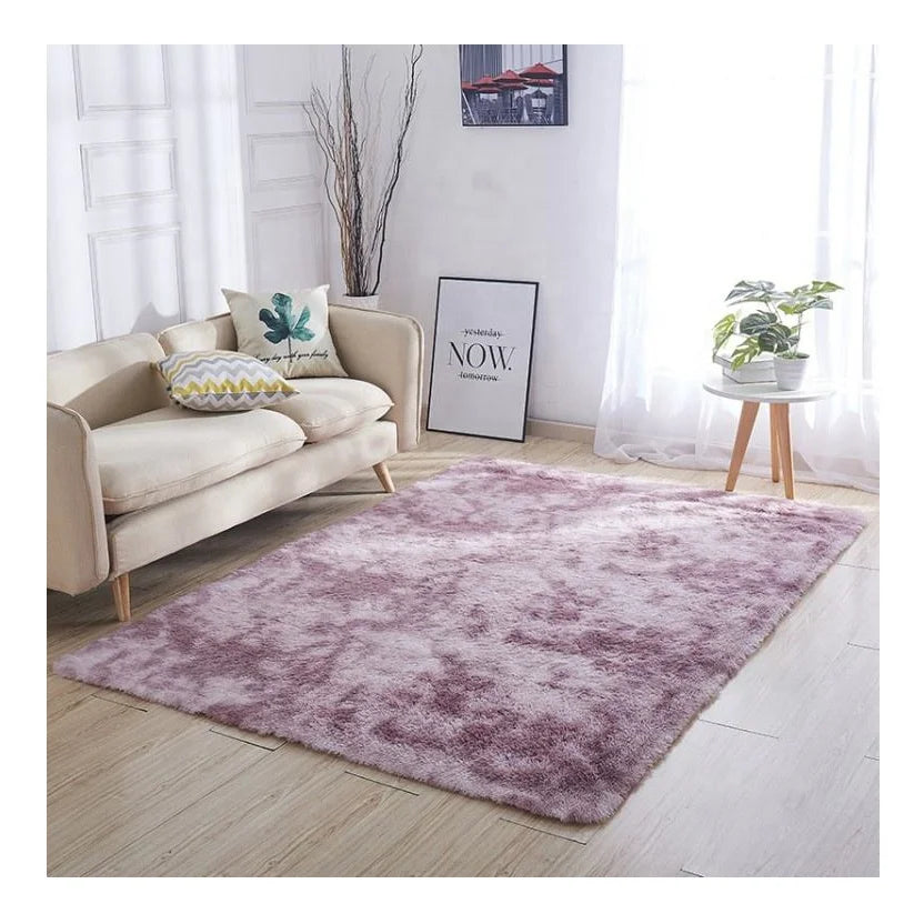 Custom Large Size Soft Fluffy Area Rugs for Living Room Luxury Shag Rug PV Plush Non-Slip Tie-Dyed Floor Carpet for Bedroom