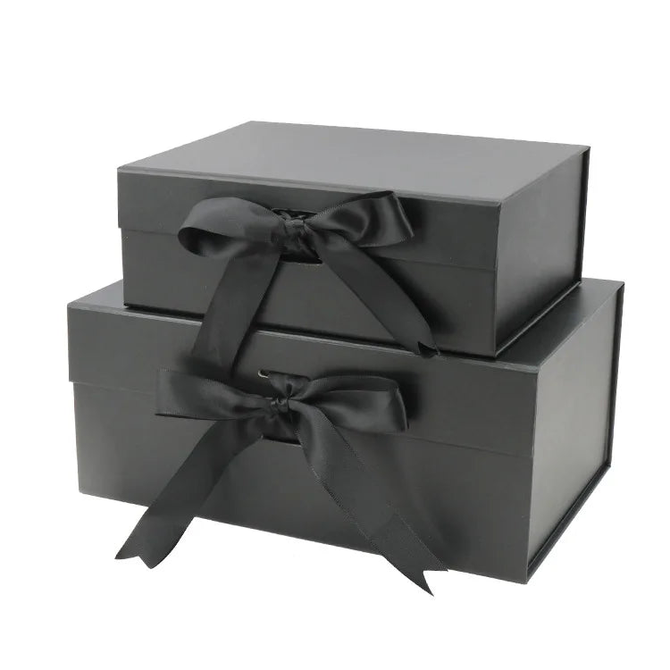 Custom Logo Luxury Recycled Materials Folding Rigid Paper Boxes Magnetic Flip Closure Gift Box Ribbon Matt Lamination for Gift