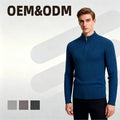 Wholesale Breathable Anti-Shrink Men's Slim Half Zip Pullover Crew Neck Sweater Half High Collar Knit Sweaters for Winter