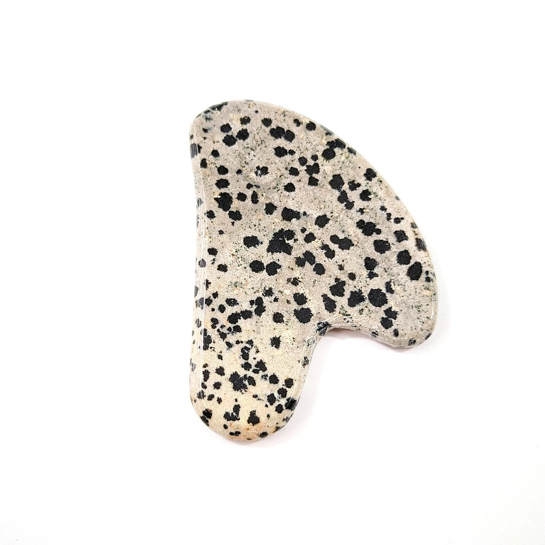 Huiying Natural Stone Heart Shape Guasha Facial Tool Dalmatian Jasper Gua Sha for Scrapers Face Massage