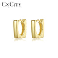 CZCITY 925 Silver Charm Vintage Chunky Gold Clip Earing 2026 Large Fashion Rectangle Hoop Earrings