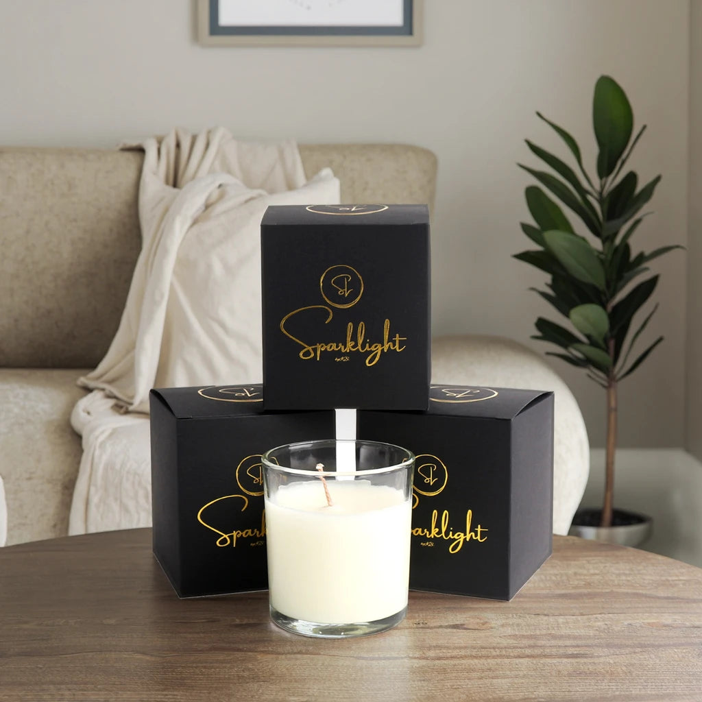Custom Luxury Gift Small Square Folding Black Candle Packaging Boxes