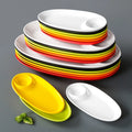 Eco-friendly Food Grade 8/9/10/11/12/13/14/15 Inch Colorful Oval Dumpling Plate French Fries Plate Melamine Party Snack Plate