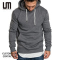 Liu Ming Custom Logo Men's Long Sleeve Casual Sweatshirt Solid Color Hooded Plus Size Polyester/Cotton Autumn Winter Season