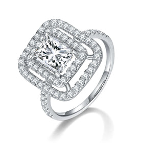 China Manufacturer New Design 925 Sterling Silver Radiant Cut 2CT Jewellery Moissanite Engagement Rings for Women