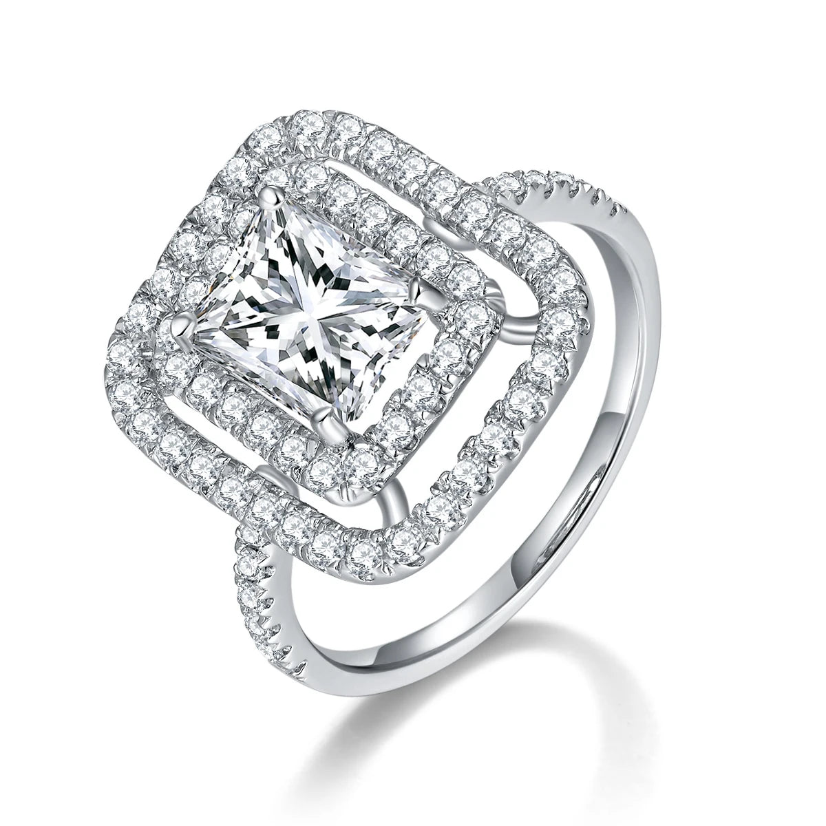 China Manufacturer New Design 925 Sterling Silver Radiant Cut 2CT Jewellery Moissanite Engagement Rings for Women