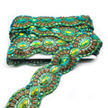 Customized Green AB Rhinestone Garment Accessories Hot Fix Rhinestone Applique Trimming for Festival Clothing