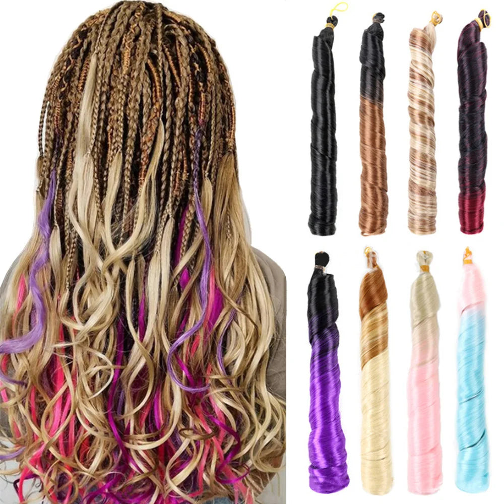 22Inch Deep Wave Spiral Curls Synthetic Hair Ombre Loose Wave Crochet Braids Hair Extensions Pre Stretched Braiding Hair Black
