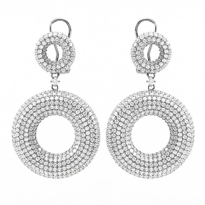Prata Circle Ear Drop 925 Original Zircon Donut Dangle Women Chunky Earrings 18k Gold Plated Bulk Wholesale Earrings S925 Silver