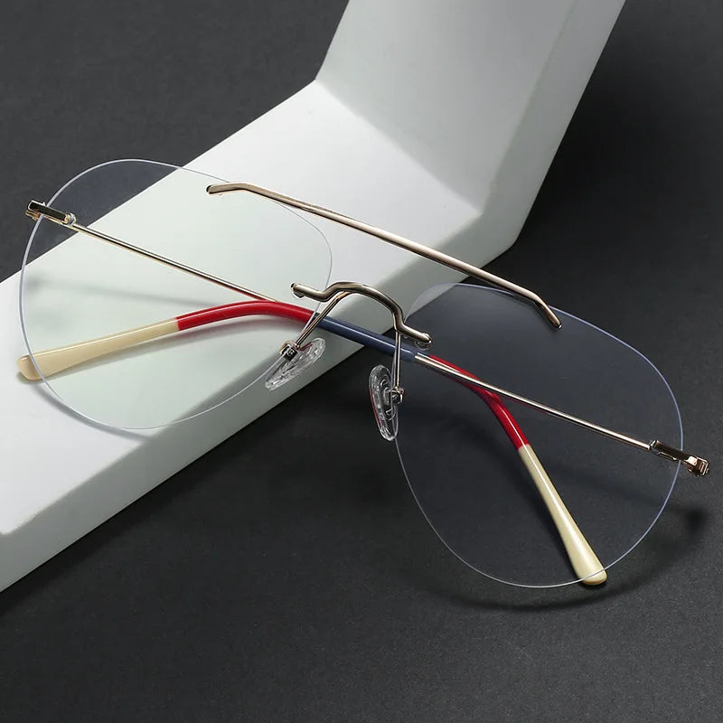 Sunray 2021 New Progressive Custom Logo Fashionable Metal Frame PC Lens Oval Shape Blue Light Blocking Glasses