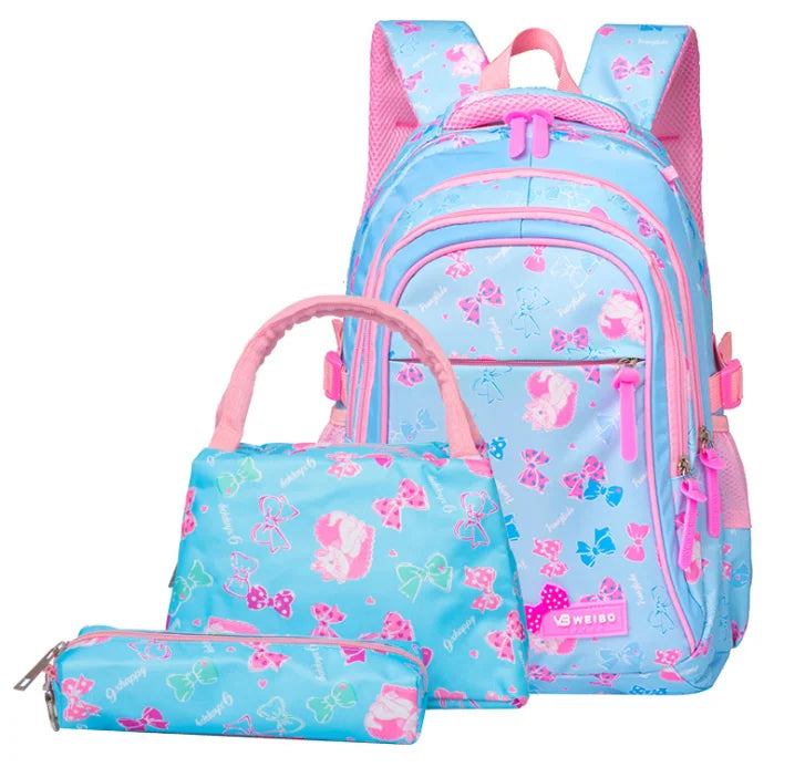 2021 Cute Fashion 3-Piece Pencil Case Handbag Waterproof Anti-Theft Nylon Boys Girls Daily School Printed Cartoon Kids for