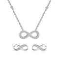 Pretty Endless Symbols Shaped Necklace and Earrings Cubic Zircon CZ Real S925 Sterling Silver Jewelry Set for Women Girl Gifts