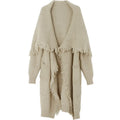 Korean Elegant Style Female Cloaks Cardigan Jacket Women Long Sweater Cardigan With Tassels