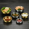 304 Stainless Steel Bowl Korean Kimchi Round Double Wall Seasoning Dipping Bowl Soy Dishes Golden Serving Bowls