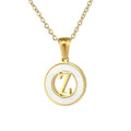 BM Hypoallergenic Titanium Steel 26 Letter Shell Round Pendant Necklace Women
